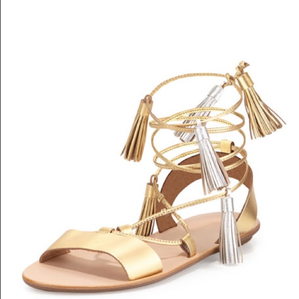 Loeffler Randall Sz 7 Gold Gladiator Sandals